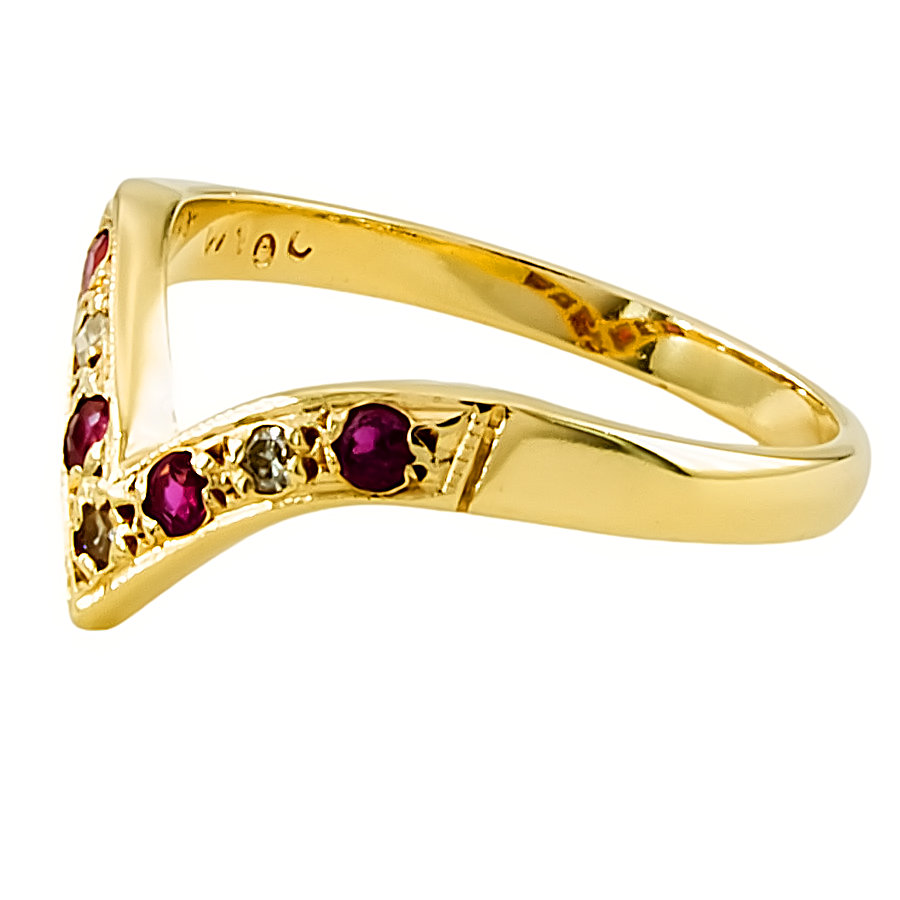 9ct gold Ruby / Diamond Wishbone Ring size N